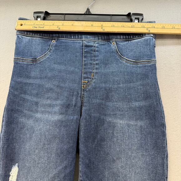 Spanx Jean Women's M (10-12) Blue Ankle Skinny Raw Hem High Rise Stretch - Picture 8 of 12